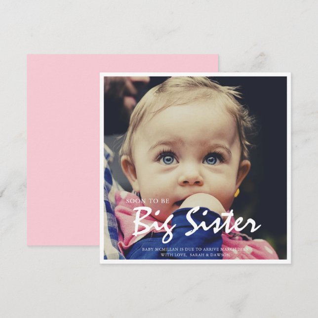 Photo Pregnancy Big Sister Pink Announcement (Front/Back)