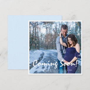 Photo Pregnancy Coming Soon Blue Baby Announcement
