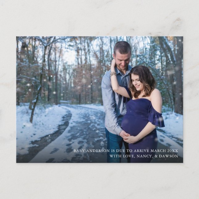 Photo Pregnancy Modern Announcement Postcard (Front)
