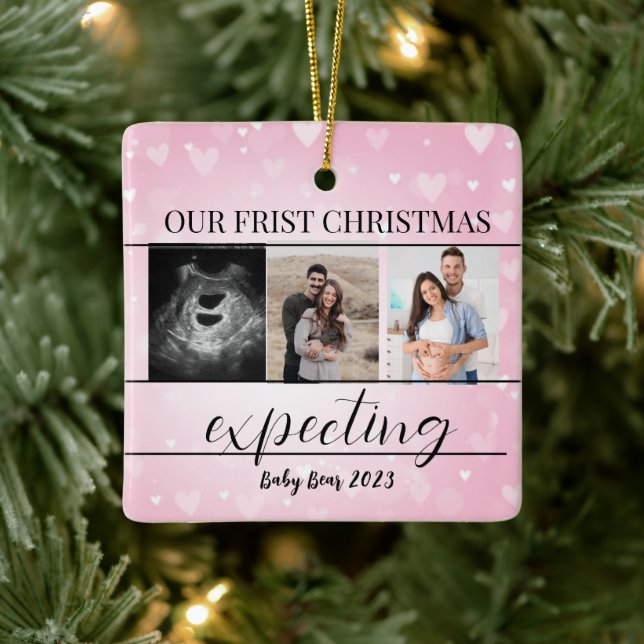 Photo Pregnancy New Parents 1st Xmas Expecting Ceramic Ornament (Tree)