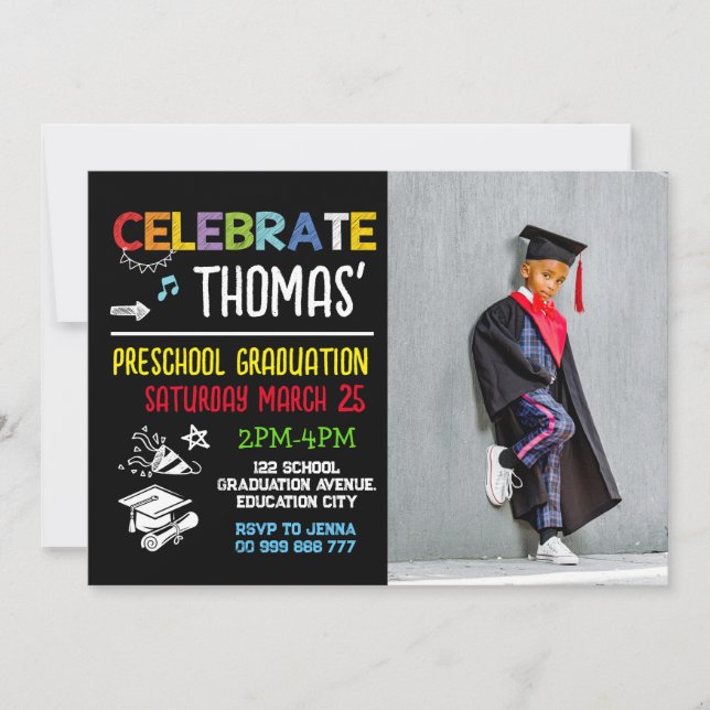 Photo Preschool Graduation Photo Party Invitation (Front)