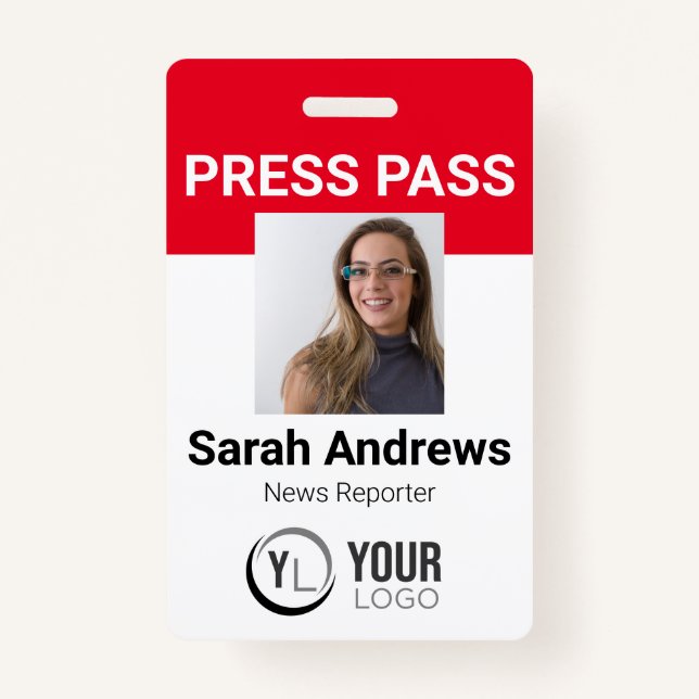 Photo Press Pass ID Badge (Front)