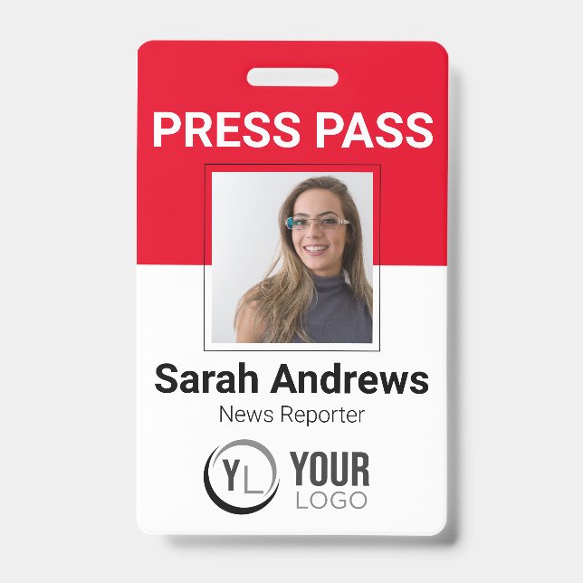 Photo Press Pass ID Badge (Front)