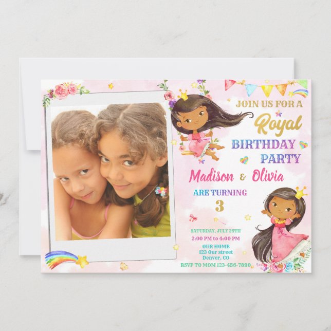Photo Princess birthday invitation Royal birthday (Front)