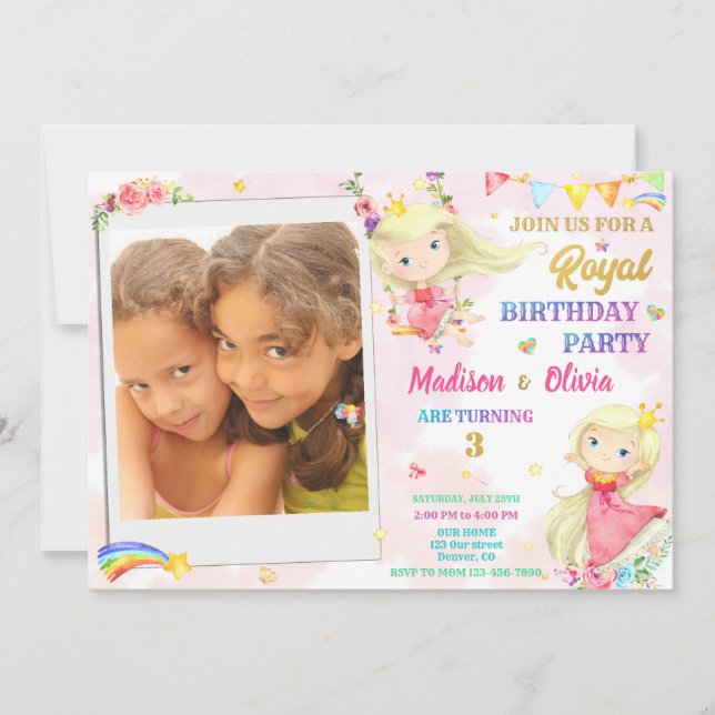 Photo Princess birthday invitation Royal birthday (Front)