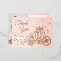 Photo Princess Carriage Rose Gold Foil Thank You