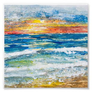 Photo Print - Sea Waves Sunset