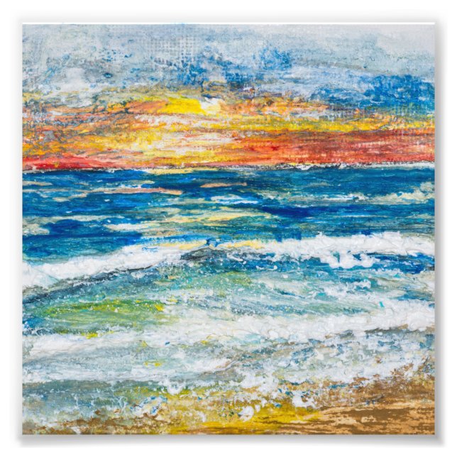 Photo Print - Sea Waves Sunset (Front)