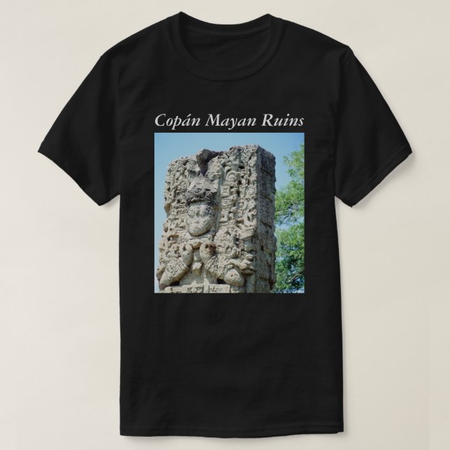 Photo Printed Ancient Ruins Mayan Honduras T-Shirt (Design Front)