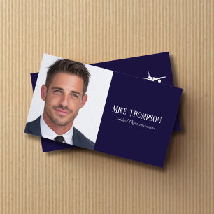 Photo Professional QR Code Pilot Blue Aviation  Business Card
