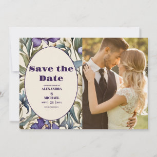 Photo Purple Iris Art Nouveau Wedding Save The Date