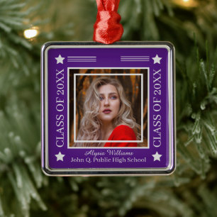 Photo Purple   SIlver Class of 2022 Graduation Metal Tree Decoration