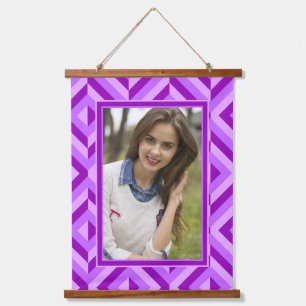 Photo Purple Three-Tone Diamond Pattern Hanging Tapestry