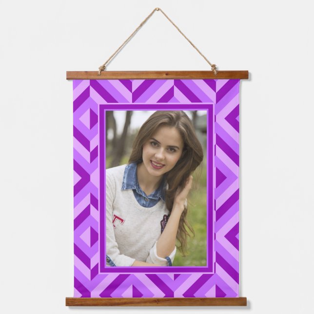 Photo Purple Three-Tone Diamond Pattern Hanging Tapestry (Front)