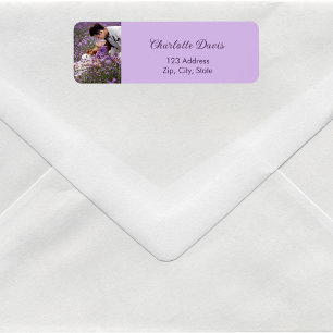 Photo purple violet wedding return address