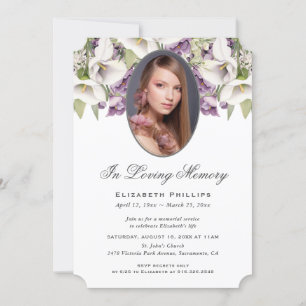 Photo Purple White Calla Lily In Loving Memory Invitation