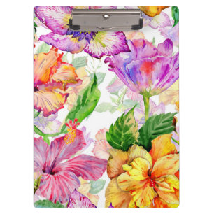 Photo Purple Yellow Orange Floral Hibiscus Clipboard