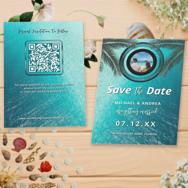 Photo | QR Code Beach Wedding Modern Save the Date Invitation (Creator Uploaded)