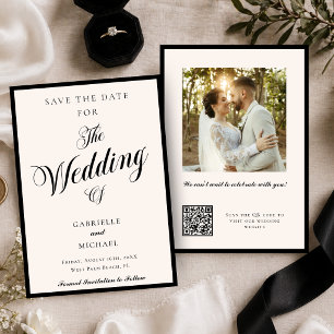 Photo QR Code Black And Ivory Old Money Wedding  Save The Date