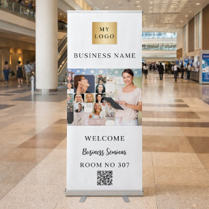 Photo QR code business logo seminar room number Retractable Banner