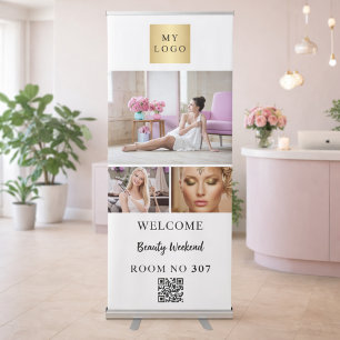 Photo QR code business logo seminar room number Retractable Banner