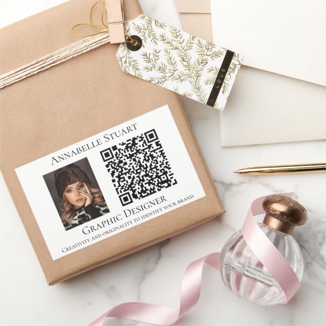 Photo QR code Company Business  Rectangular Sticker (Gifting)
