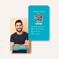 Photo QR Code Connect With Me Teal Modern