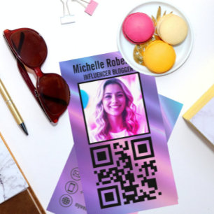 photo qr code contact icons trendy background business card