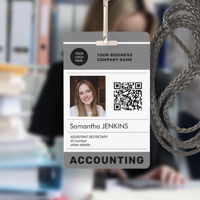 Photo QR CODE corporate logo name employee ID ID Badge (Creator Uploaded)