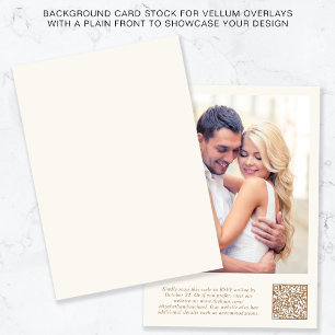 Photo QR Code Cream Gold Background Vellum Overlay Invitation