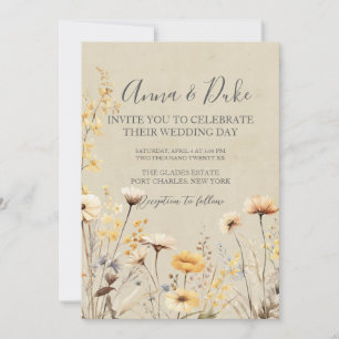 Photo QR Code Dainty Wildflower Wedding Invitation