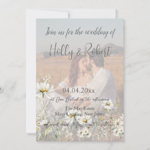 Photo QR Code Daisy Wedding Invitation