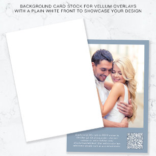 Photo QR Code Dusty Blue Background Vellum Overlay Invitation