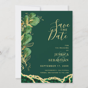 Photo QR Code Emerald Agate Eucalyptus Modern Save The Date