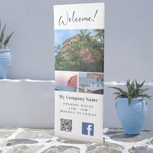 Photo QR code Facebook business welcome Retractable Banner