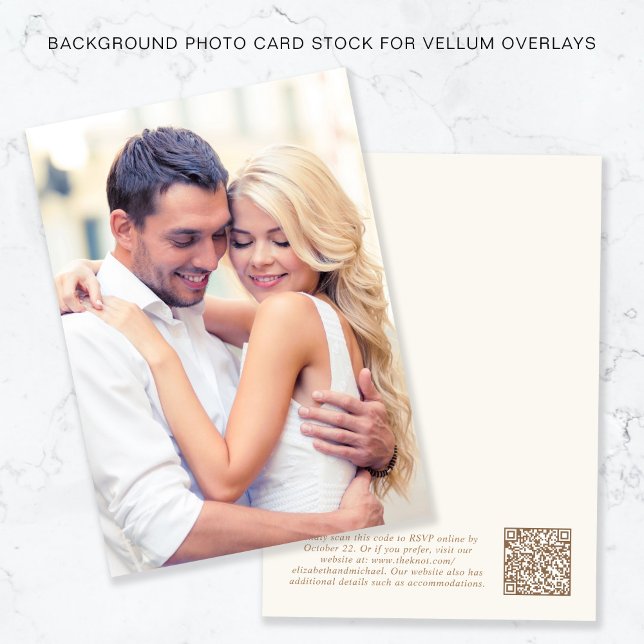 Photo QR Code Gold Cream Background Vellum Overlay Invitation (Creator Uploaded)