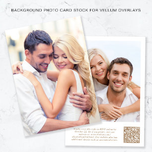 Photo QR Code Gold White Background Vellum Overlay Invitation