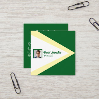 Photo QR CODE Green White Yellow Geometric Square Business Card