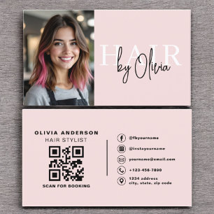 Photo QR Code Hair Stylist Typography  Business Card