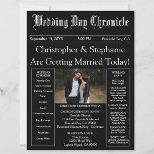 Photo QR Code Minimalist Newspaper Wedding Program