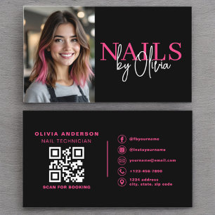 Photo QR Code Nail Specialist Artis Typography  Business Card