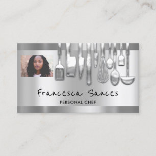Photo QR Code Personal Chef Cooking Utensils Business Card