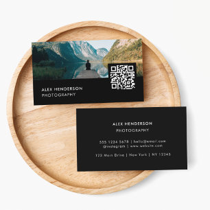 Photo QR Code   Photographer Photography Black Business Card
