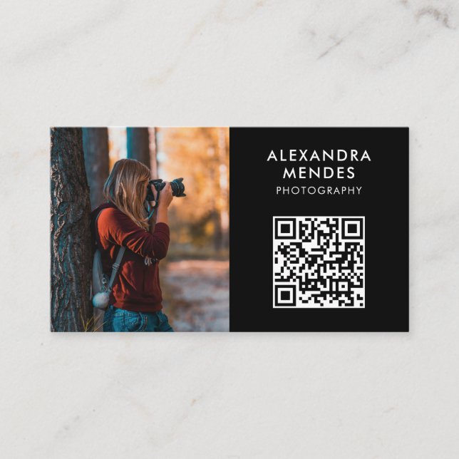 Photo QR Code, Photographer Photography Business Card (Front)