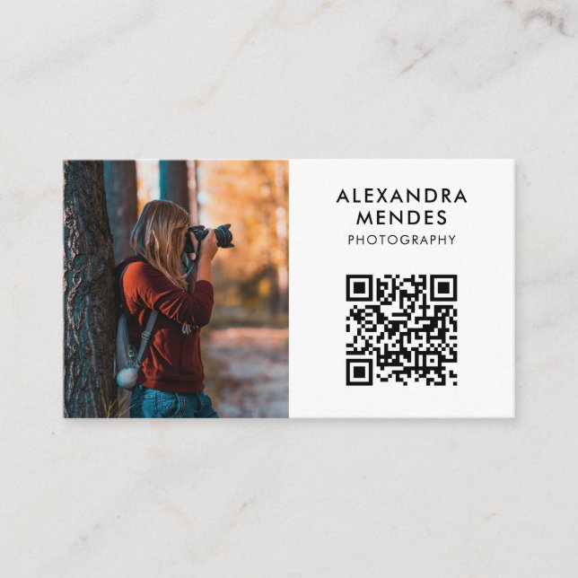 Photo QR Code, Photographer Photography Business Card (Front)
