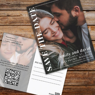 Photo QR Code Save the Date Modern Minimalist Postcard