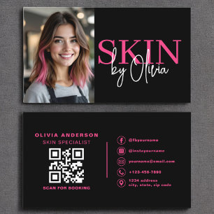 Photo QR Code Skin Care Specialist Hot Pink  Business Card