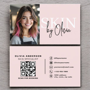 Photo QR Code Skin Care Specialist Pink Business Card