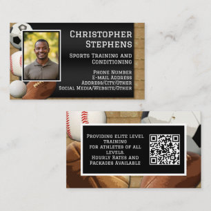 Photo QR Code Sports Personal Trainer Coach Business Card