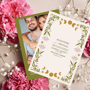 Photo QR Code Vintage Mystical Botanical Wedding Invitation